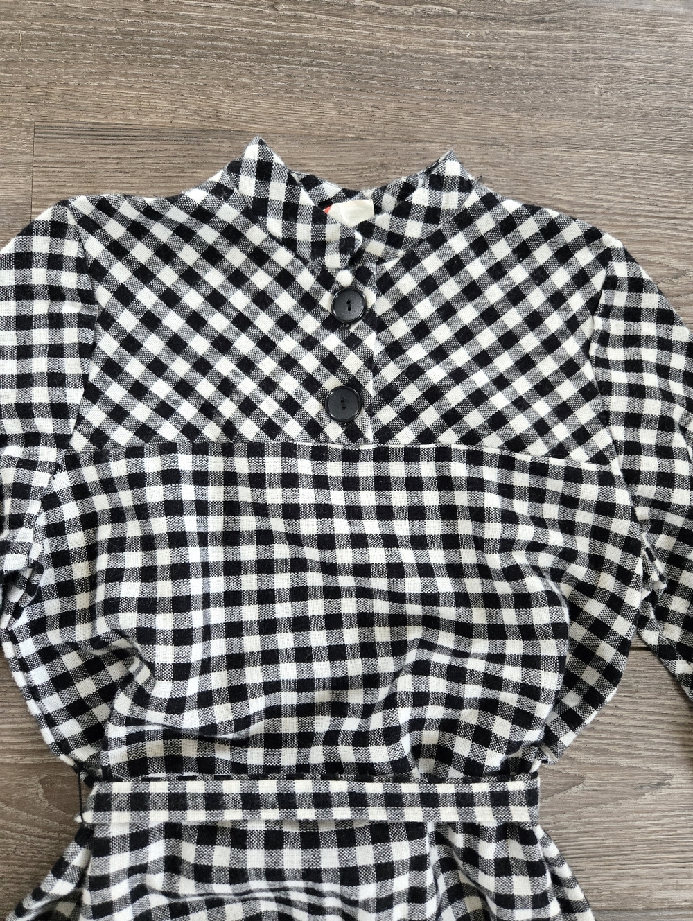 VTG Leslie Belle Canada Gingham Plaid Mock Neck Dress Mod Cottagecore 13/14 - Picture 4 of 9